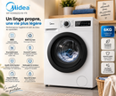 Machine à Laver Midea 6KG Front Load – 1000 tr/min, Vapeur, Health Guard & 15 Programmes – MF110W60D/W-FR