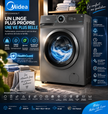 Machine à Laver Midea 8KG HealthGuard – Inverter Quattro, 1400 tr/min, Wi-Fi & 15 Programmes – MF100W80B/T