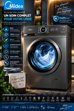 Machine à Laver Midea 8KG Front Load – Inverter, HealthGuard & 15 Programmes – MF110W80B/T