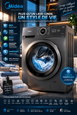 Machine à Laver Midea 8KG Front Load – Inverter, HealthGuard & 15 Programmes – MF110W80B/T