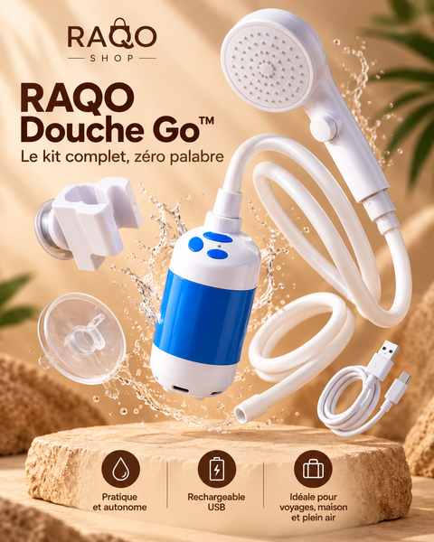 RAQO Douche Go™ – Douche Portable Rechargeable avec Pompe