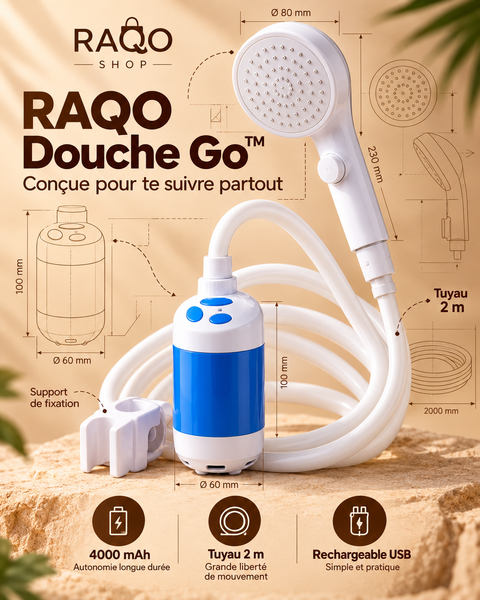 RAQO Douche Go™ – Douche Portable Rechargeable avec Pompe