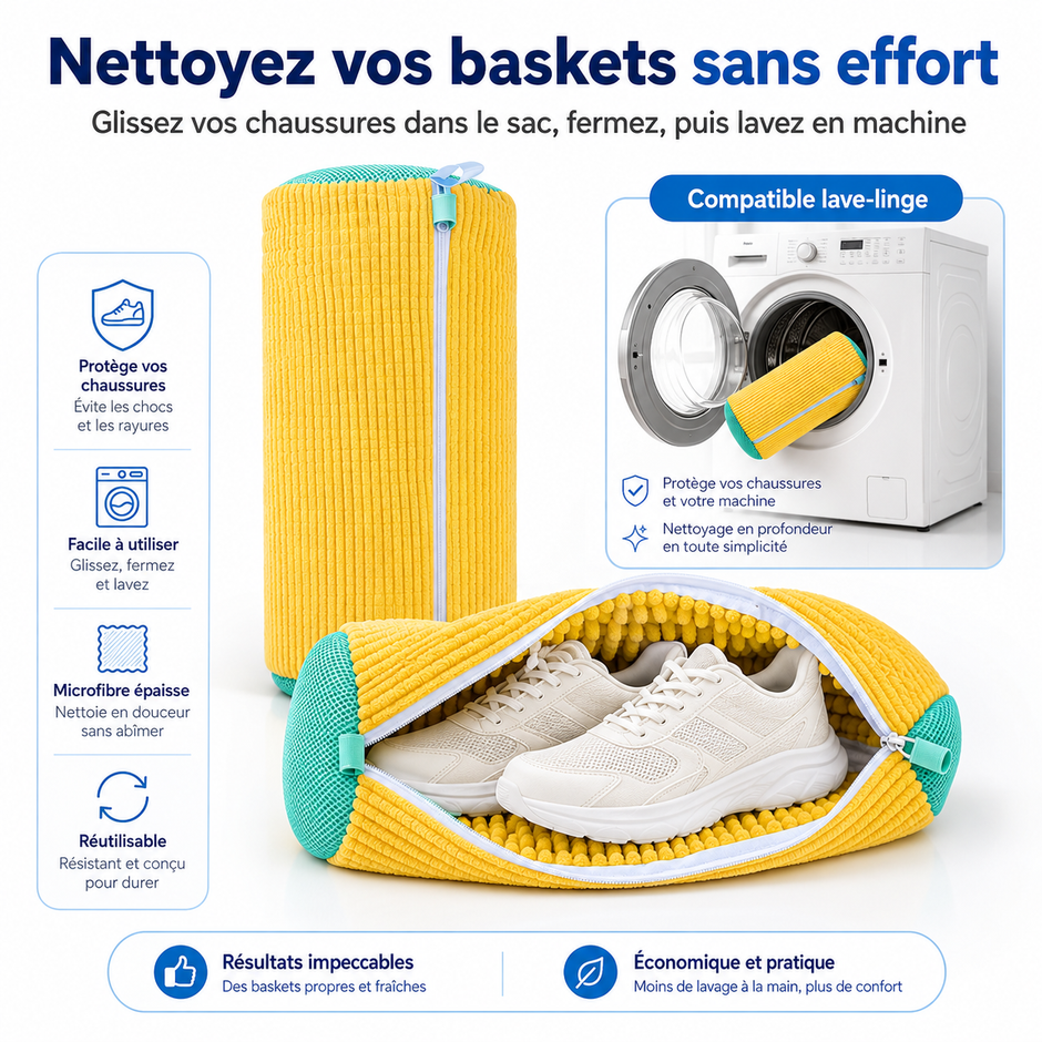 Sac de Lavage pour Chaussures en Machine 👟 | Protection Sneakers Machine à Laver – Réutilisable