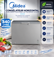 MIDEA Congélateur Horizontal 340 L Silver avec Porte Interne Vitrée – MDRC479FZG43