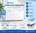 MIDEA Congélateur Horizontal 508 L Blanc – 2 Battants avec Clé – MDRC698FZE01