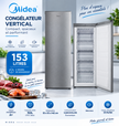 MIDEA Congélateur Vertical 153 L Gris – 5 Tiroirs – MDRU229FZF50