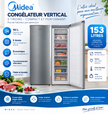 MIDEA Congélateur Vertical 153 L Gris – 5 Tiroirs – MDRU229FZF50