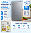 MIDEA Réfrigérateur 1 Porte 85 L Silver – MDRD133FGG50