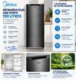 MIDEA Réfrigérateur 1 Porte 190 L Silver – Congélateur 17 L – MDRD268FGG50