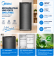 MIDEA Réfrigérateur 1 Porte 190 L Silver – Congélateur 17 L – MDRD268FGG50