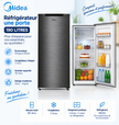 MIDEA Réfrigérateur 1 Porte 190 L Silver – Congélateur 17 L – MDRD268FGG50