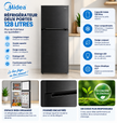 MIDEA Réfrigérateur 2 Portes 128 L Noir – Compact LED – MDRT187FGG28