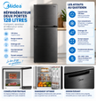MIDEA Réfrigérateur 2 Portes 128 L Noir – Compact LED – MDRT187FGG28