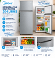 MIDEA Réfrigérateur 2 Portes 204 L Silver – 163 L + Congélateur 41 L – MDRT294FGF50D