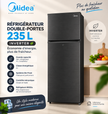 MIDEA Réfrigérateur Double Portes 235 L Inverter Noir-Gris – MDRT333FGF28
