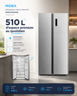 MIDEA Réfrigérateur Side by Side 510 L Crystal Silver – MDRS710FGF50D