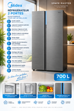 MIDEA Réfrigérateur Side by Side 700 L Space Master Inverter Quattro – Gris – MDRS925CIH46M