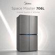 MIDEA Réfrigérateur 4 Portes 706 L Space Master Inverter Quattro – Gris – MDRM923CIH46M
