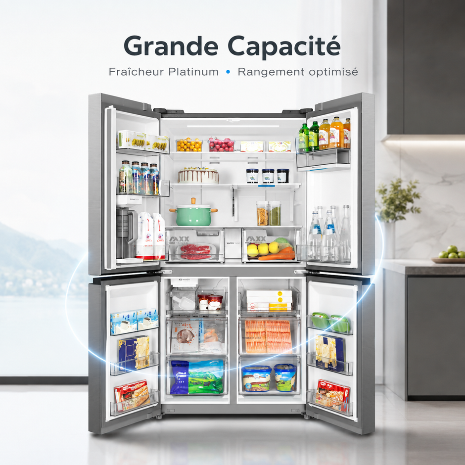 MIDEA Réfrigérateur 4 Portes 706 L Space Master Inverter Quattro – Gris – MDRM923CIH46M