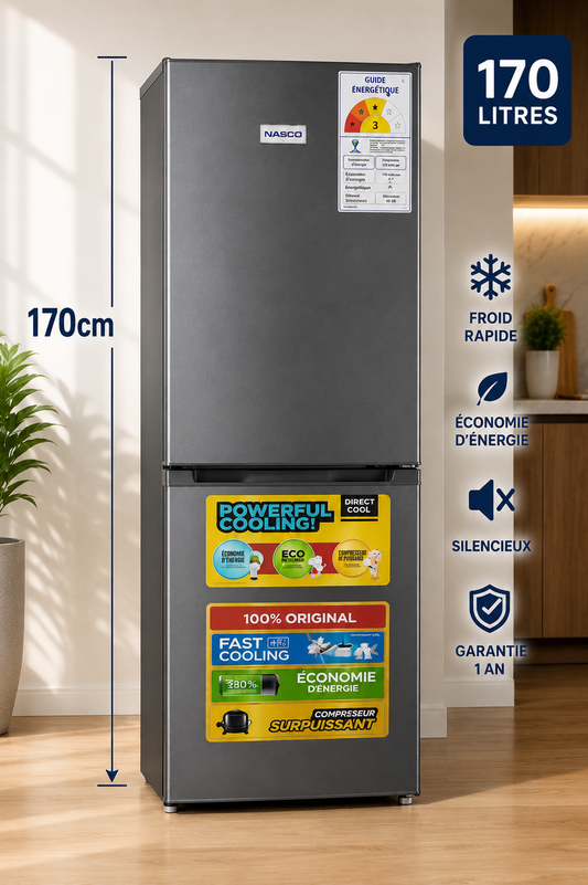 NASCO REFRIGERATEUR COMBINE 170LT NET- ECONOMIE D’ENERGIE - SNASD2-250