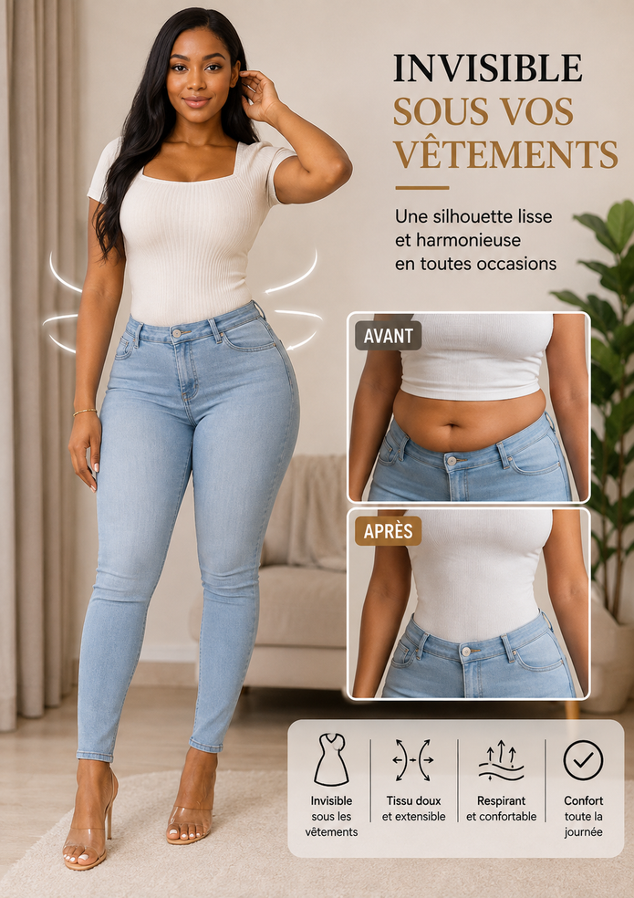 Gaine Sculptante Femme 360° – Ventre Plat, Taille Affinée & Effet Push-Up Fessier | Invisible Sous les Vêtements