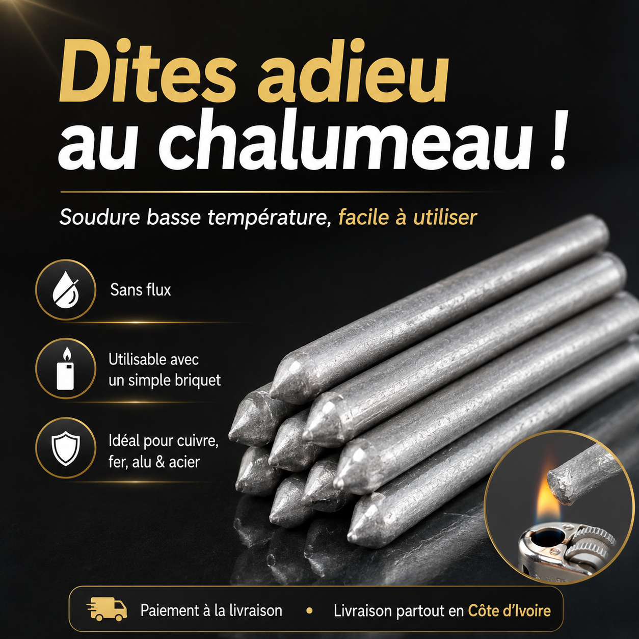 Baguette de Soudure Universelle Basse Température  – Réparation Cuivre, Fer, Aluminium & Acier Inoxydable 🔥🔧