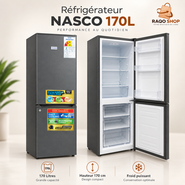 Réfrigérateur Combiné NASCO 170L – SNASD2-250