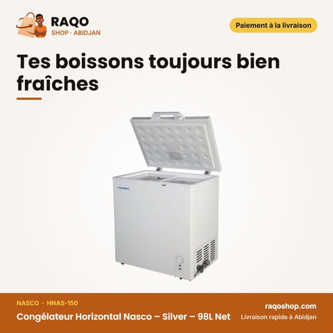 Congélateur horizontal NASCO HNAS-150 Silver 98 litres nets Ouvert