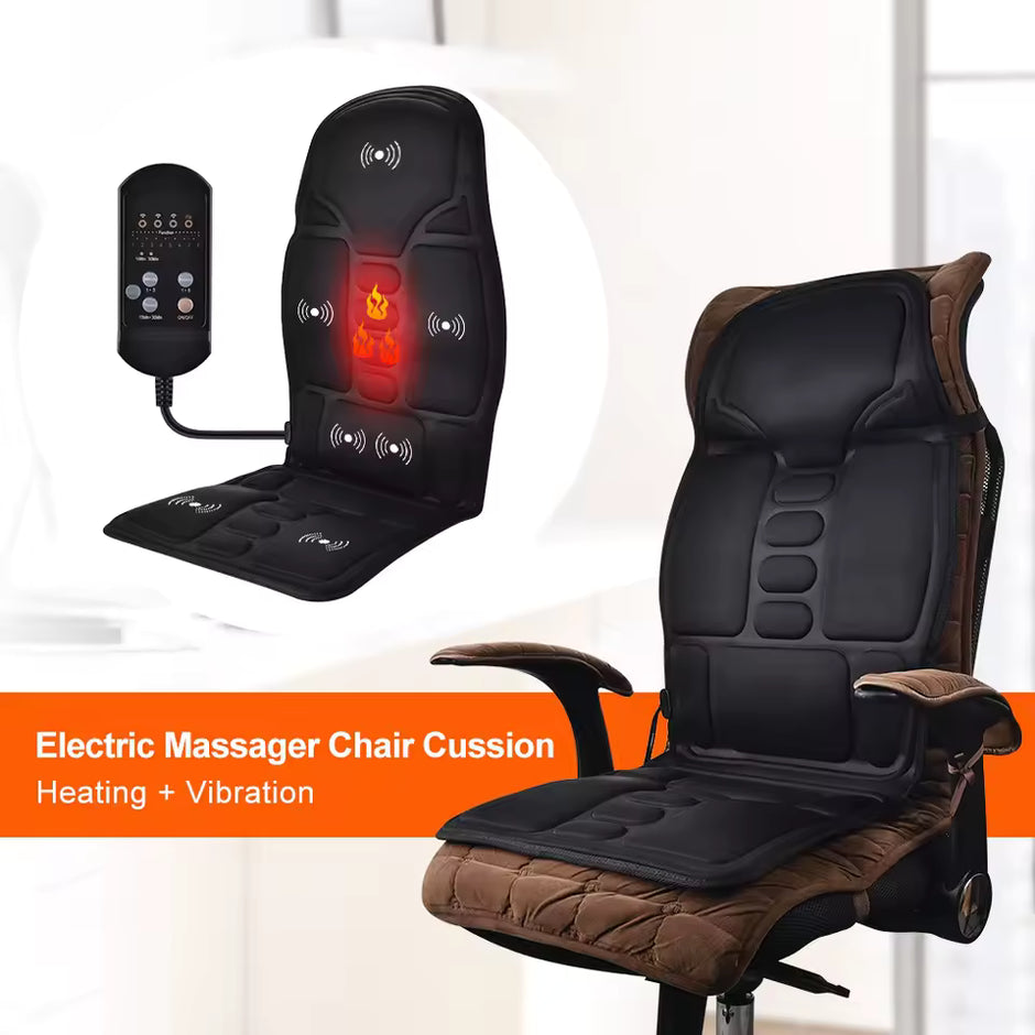 Coussin Masseur Chauffant à Vibration – 7 Moteurs  sur une chaise