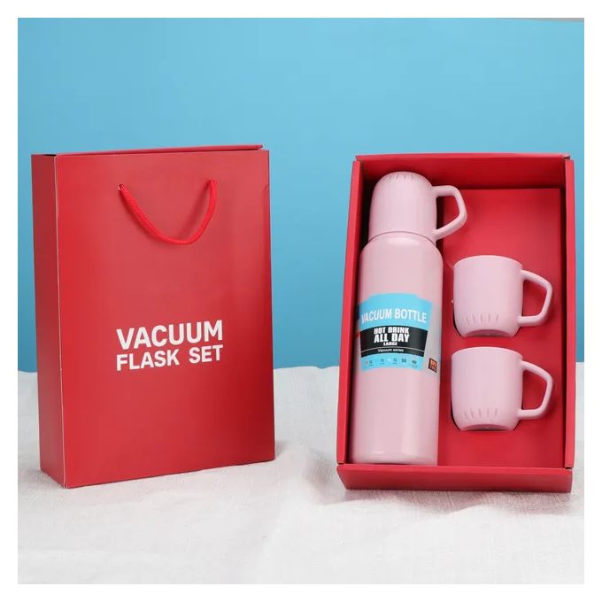 Ensemble Thermos avec 3 Tasses blanc