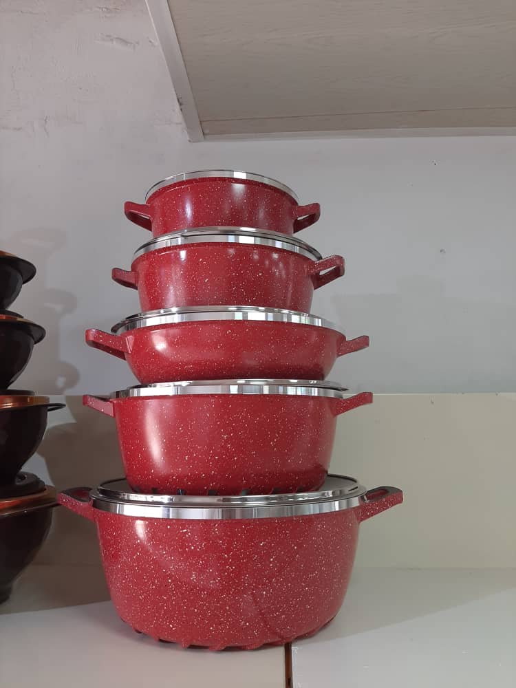  Ensemble de Casseroles en Granite – 5 Pièces 