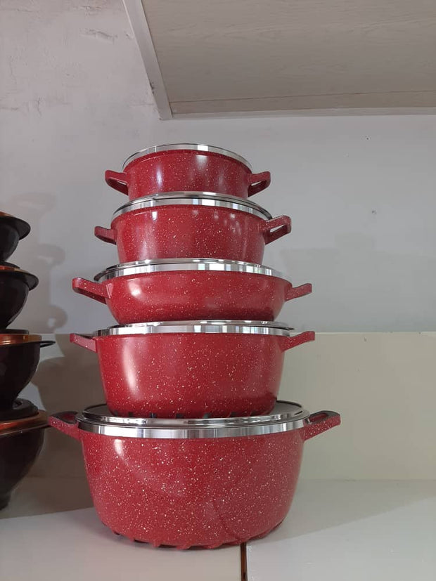  Ensemble de Casseroles en Granite – 5 Pièces 