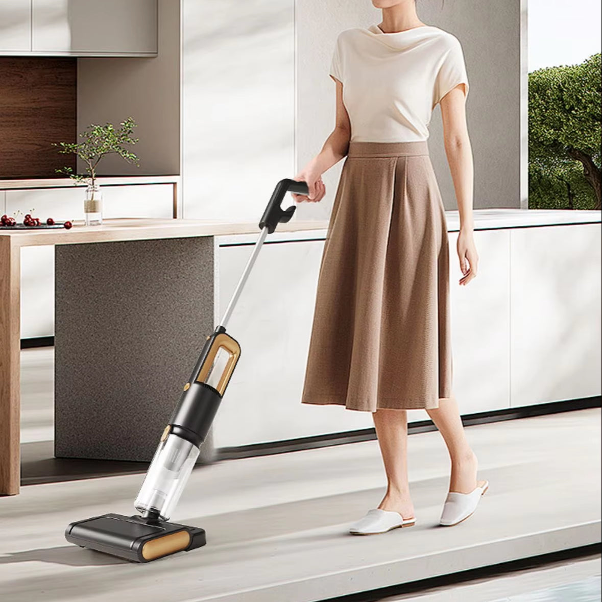 Balai Aspirateur Cyclonique 2 en 1 – Nettoyage Sec & Humide, Léger et Puissant