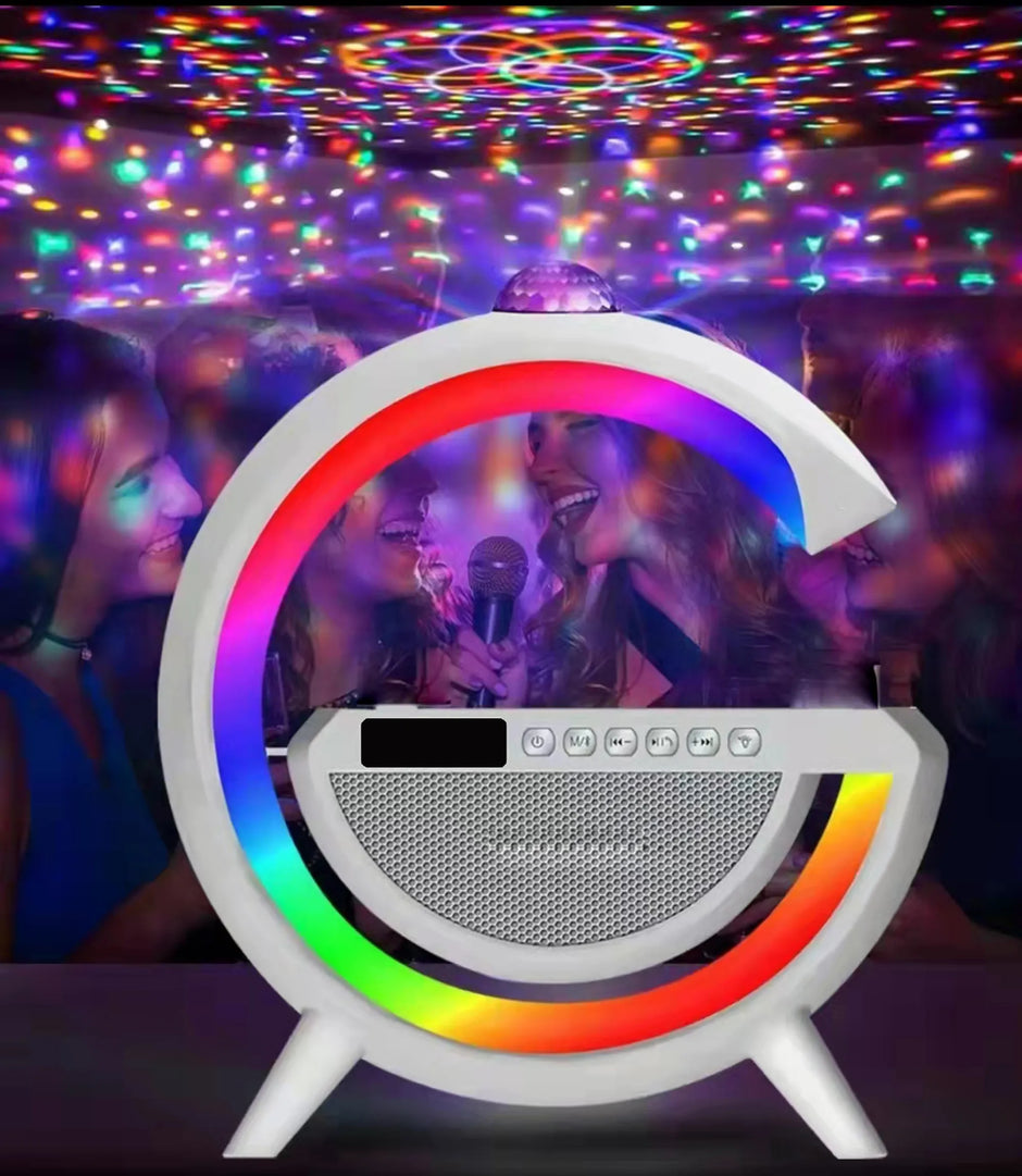Haut-Parleur Bluetooth en Forme de G avec Lampe LED vue de face