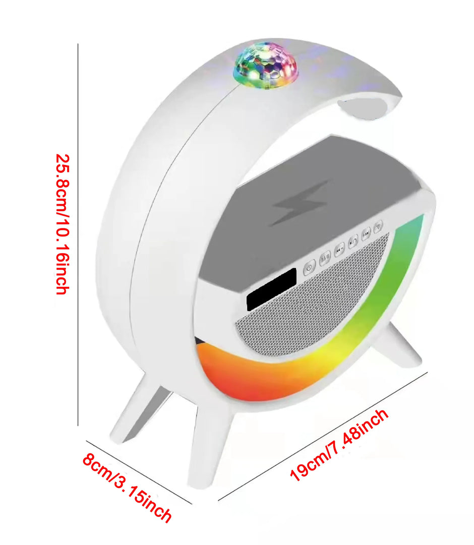 Haut-Parleur Bluetooth en Forme de G avec Lampe LED  vue de profil