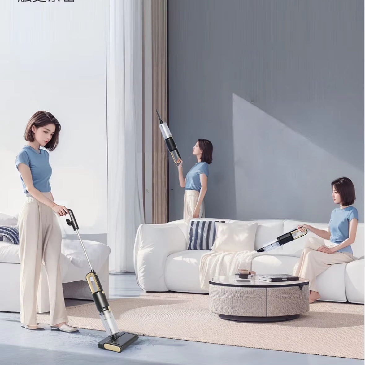 Balai Aspirateur Cyclonique 2 en 1 – Nettoyage Sec & Humide, Léger et Puissant