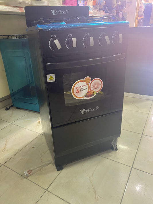 Moderne Modele Moyen YUCEL Cuisinière - Gaz 4 Feux - Noir - 6 Mois De Garantie