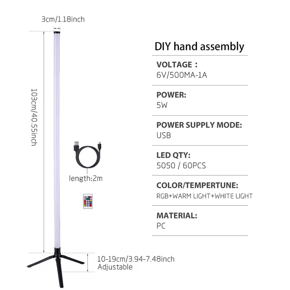 Lampadaire LED RGB Multicolore vue de face