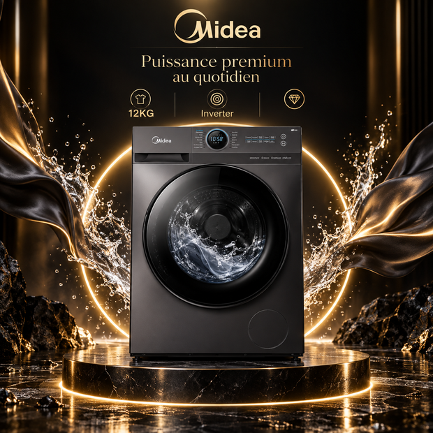 Machine à Laver Midea 12 kg Front Load Inverter – MF200W120WB/T 