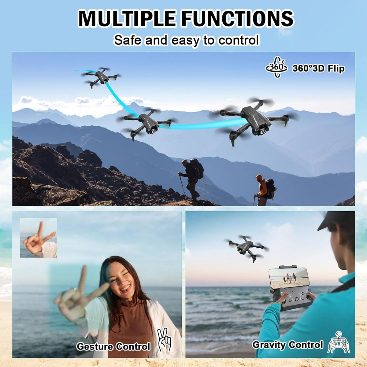 Mini Drone Pliable avec Caméra HD, Application & Sac 