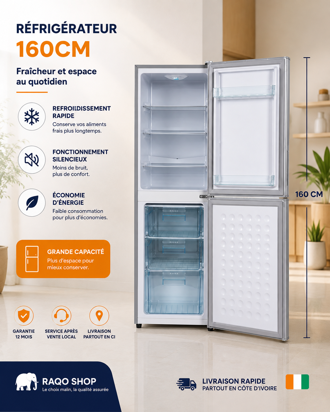 Intérieur réfrigérateur Combiné NASCO 243L