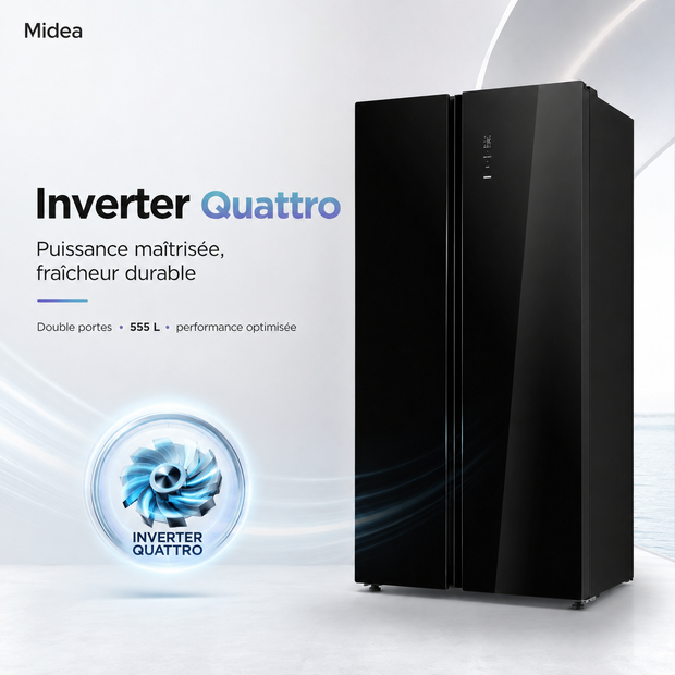 Réfrigérateur Midea 555L Noir Miroir MDRS710FGF63