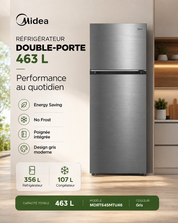 Réfrigérateur Midea Double Porte 463L No Frost – MDRT645MTU46