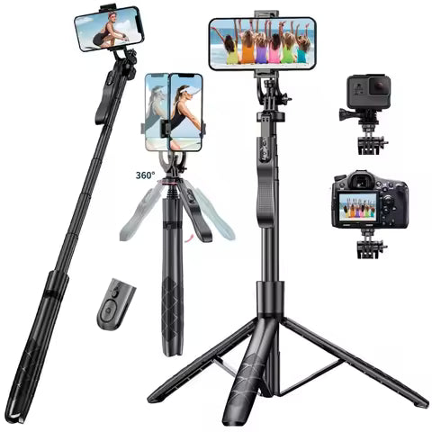 Stabilisateur de Cardan AI avec Suivi Facial – Bâton de Selfie Sans Fil & Trépied Bluetooth iOS Android