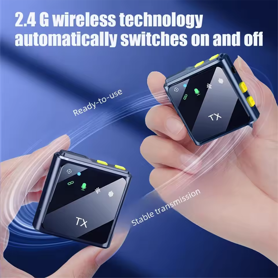 Microphone Cravate Sans Fil Lavalier 2.4G – Réduction de Bruit Intelligente, Plug & Play pour Téléphone et Live