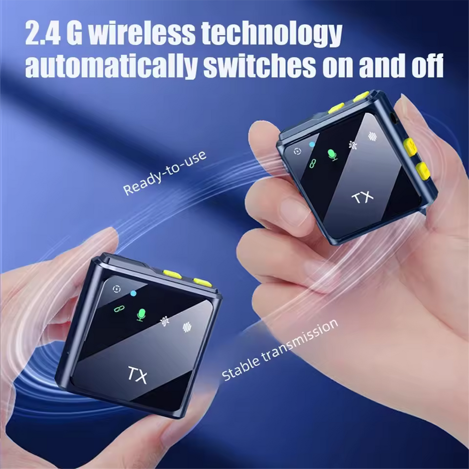 Microphone Cravate Sans Fil Lavalier 2.4G – Réduction de Bruit Intelligente, Plug & Play pour Téléphone et Live