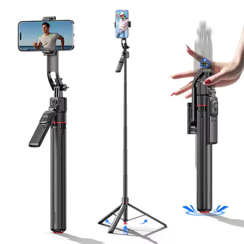 Stabilisateur de Cardan AI avec Suivi Facial – Bâton de Selfie Sans Fil & Trépied Bluetooth iOS Android