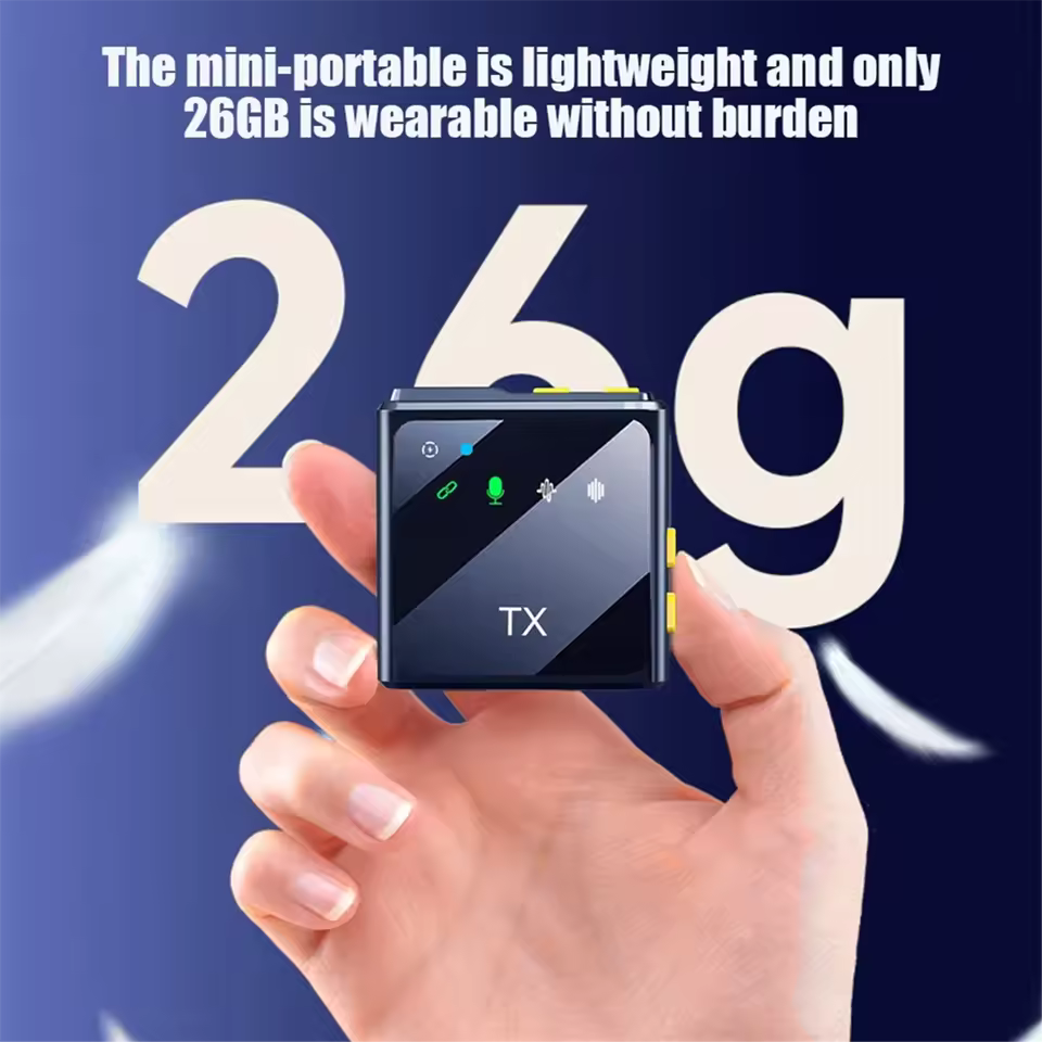 Microphone Cravate Sans Fil Lavalier 2.4G – Réduction de Bruit Intelligente, Plug & Play pour Téléphone et Live