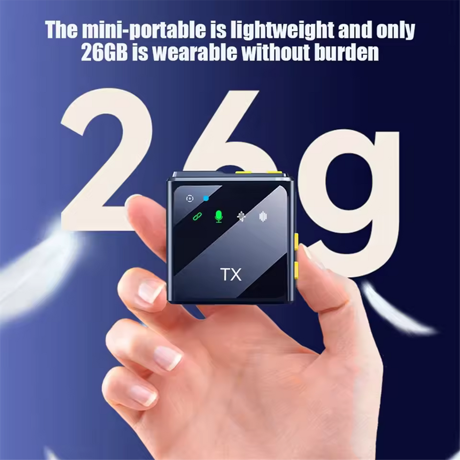 Microphone Cravate Sans Fil Lavalier 2.4G – Réduction de Bruit Intelligente, Plug & Play pour Téléphone et Live