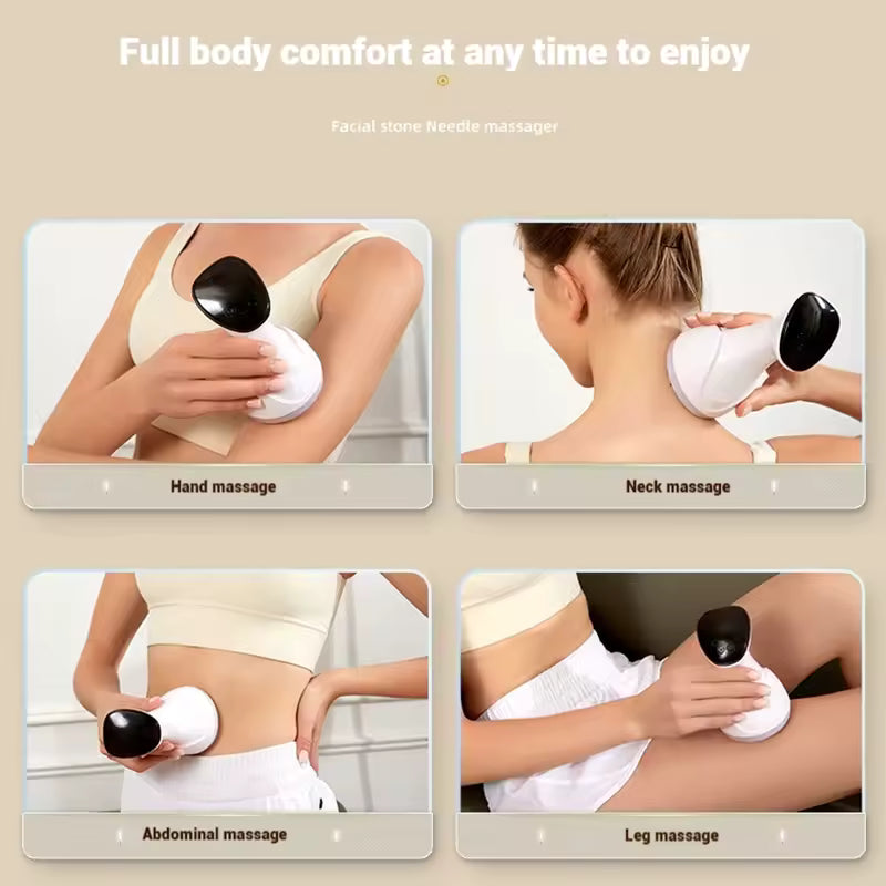 🧴 Brosse de Massage Électrique Corps & Visage en Alliage de Zinc – Technologie Lumière Rouge & Micro-Courant vibrant